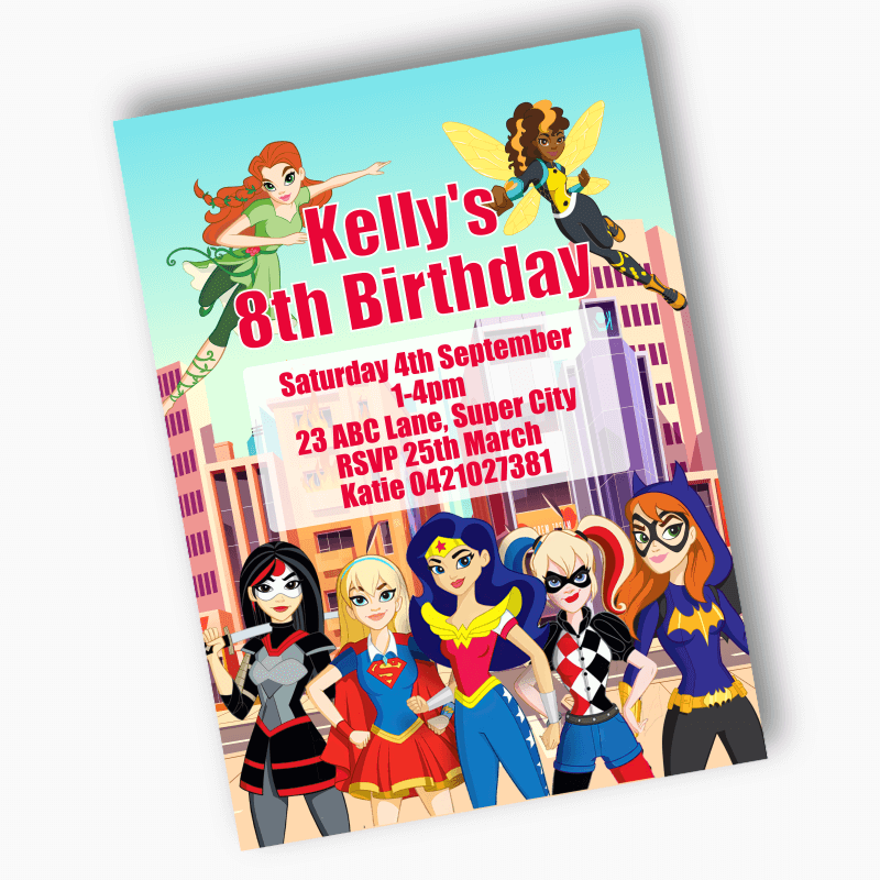 Personalised DC Super Hero Girls Party Invites