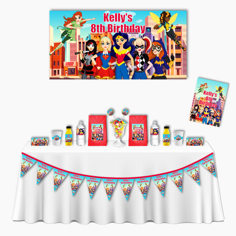 Personalised DC Super Hero Girls Deluxe Party Pack