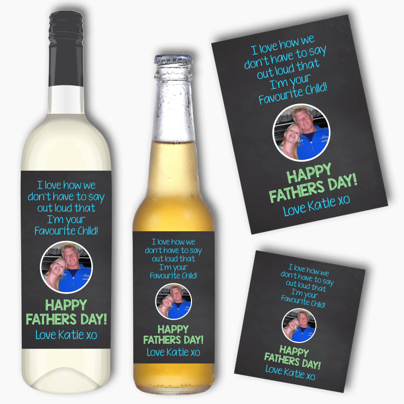 Dad Im Your Favourite Child Fathers Day Wine & Beer Labels with Photo