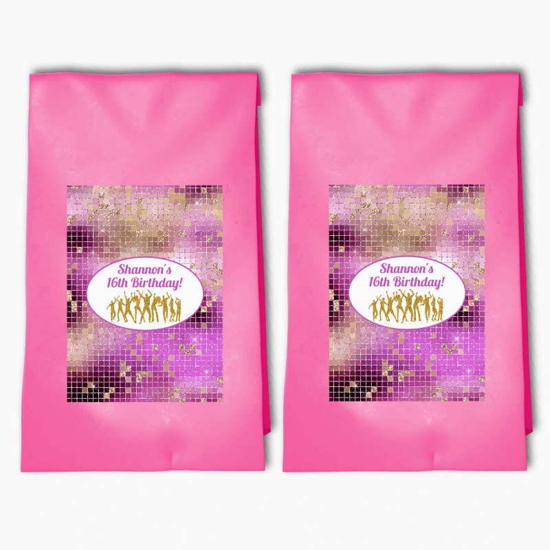 Personalised Dance Party Birthday Bags & Labels