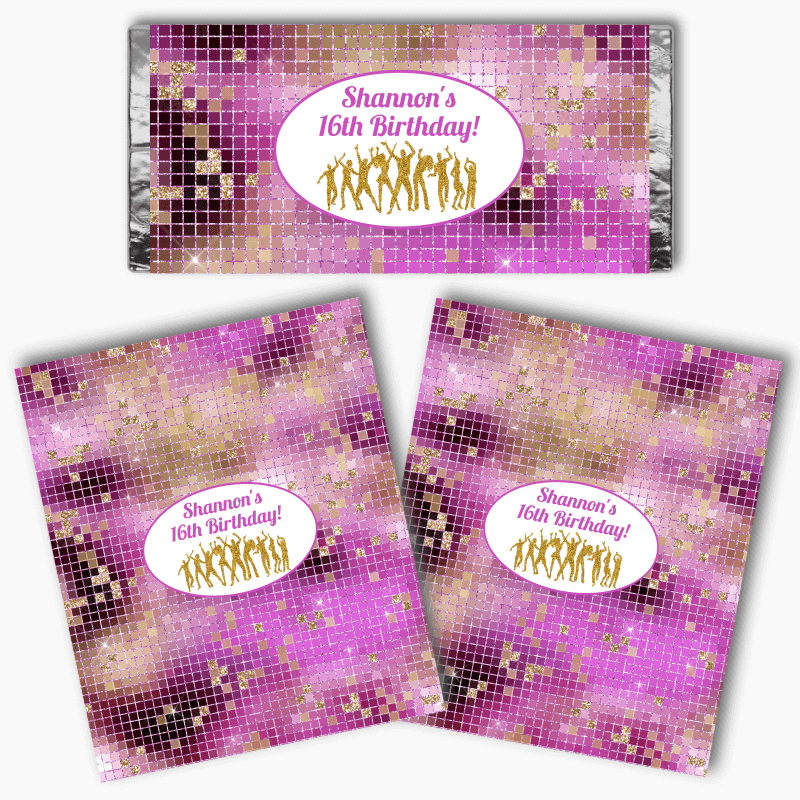 Personalised Dance Party Birthday Mini Chocolate Labels