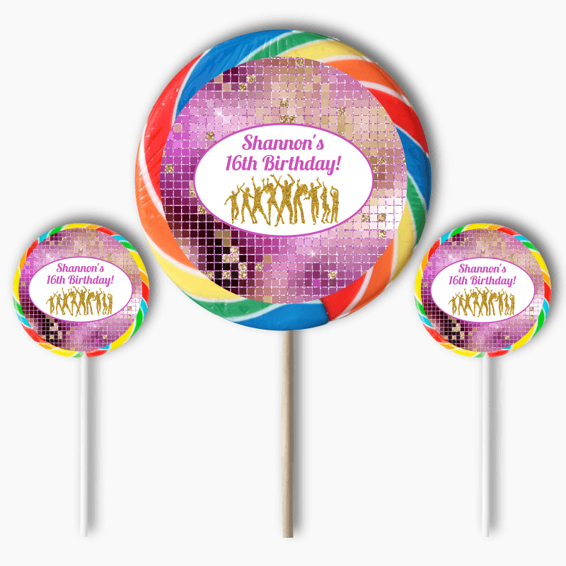Personalised Dance Party Birthday Round Stickers