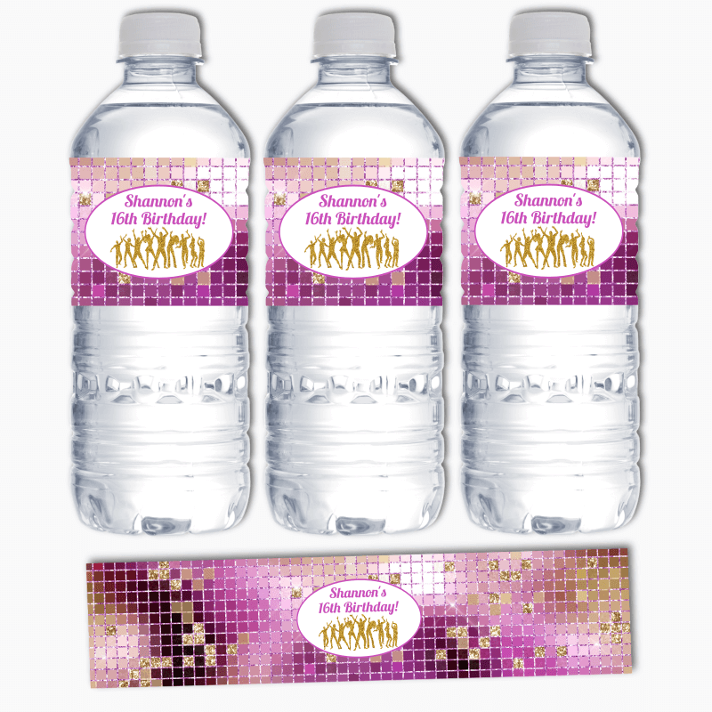 Personalised Dance Party Birthday Water Bottle Labels