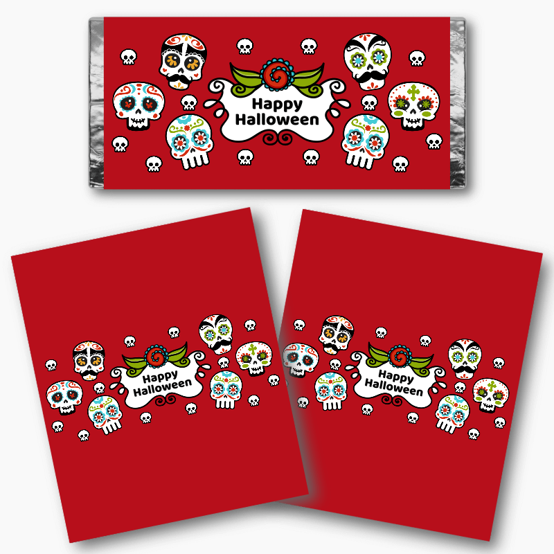 Personalised Day of the Dead Halloween Party Mini Chocolate Labels