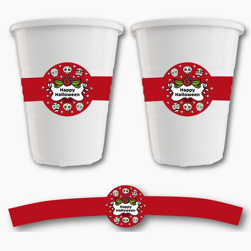 Day of the Dead Halloween Party Cup Stickers