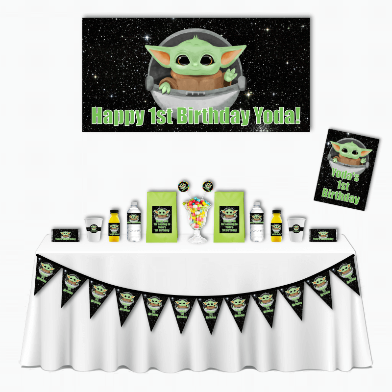 Personalised Baby Yoda Deluxe Birthday Party Pack