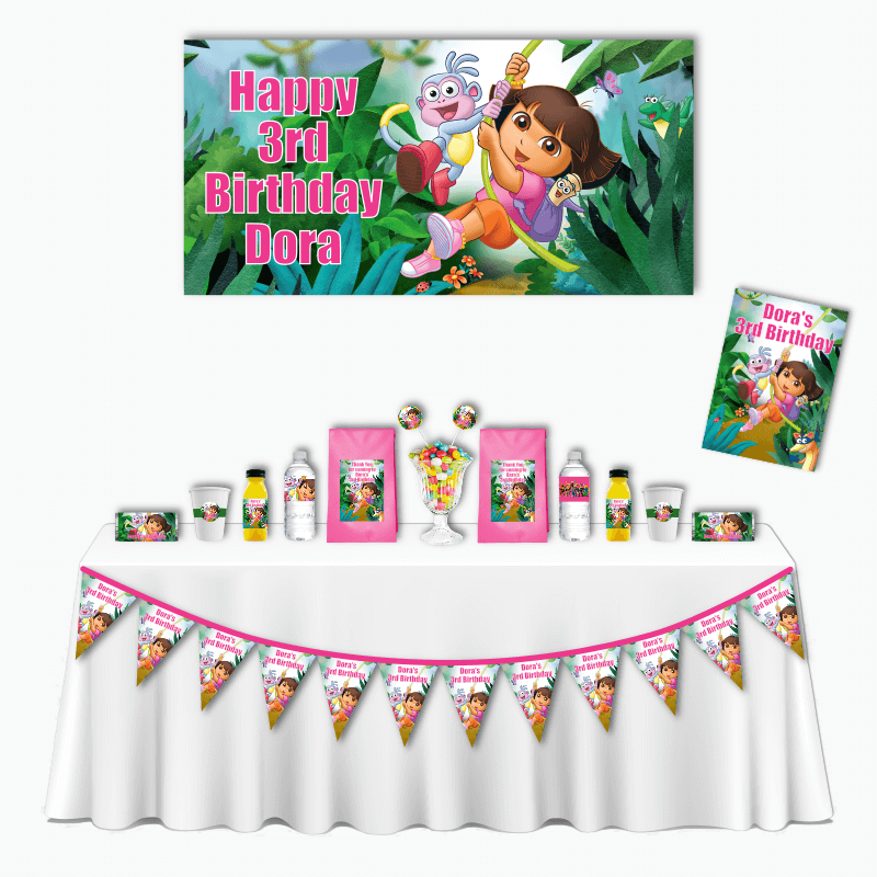 Personalised Dora the Explorer Deluxe Birthday Party Pack