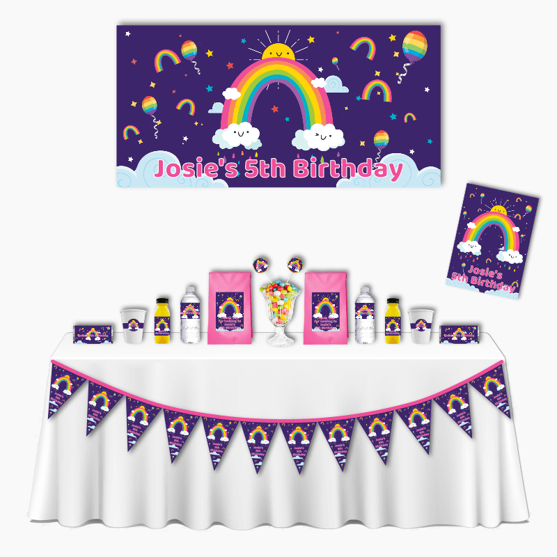 Personalised Rainbow Deluxe Birthday Party Pack