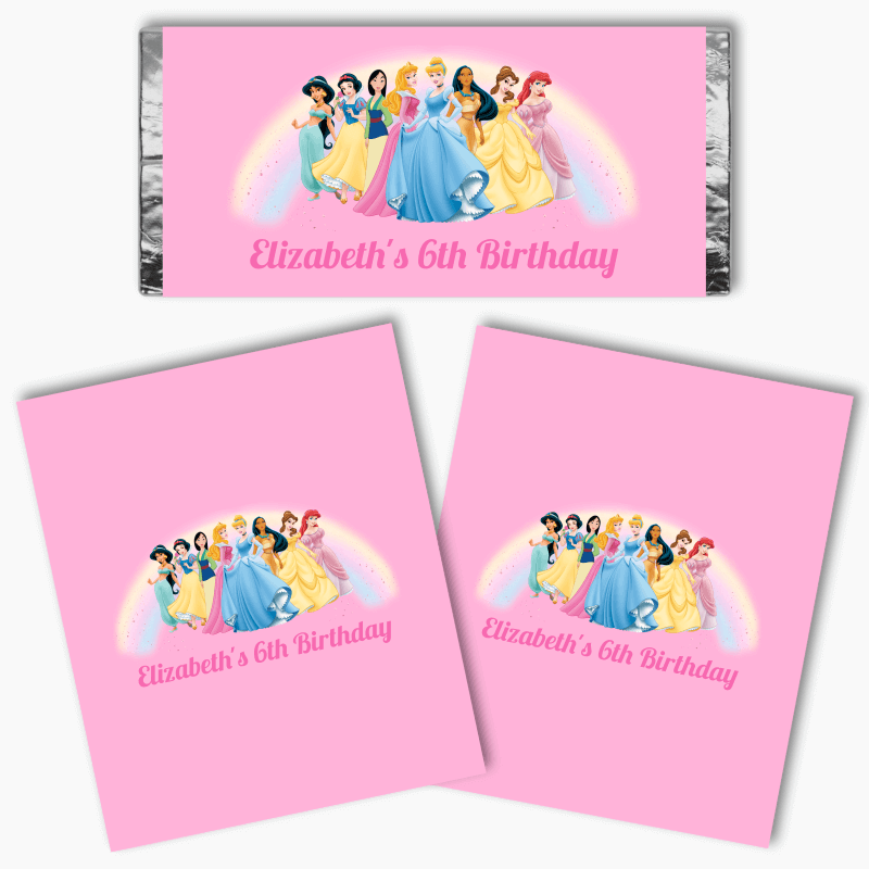 Personalised Disney Princess Birthday Party Mini Chocolate Labels