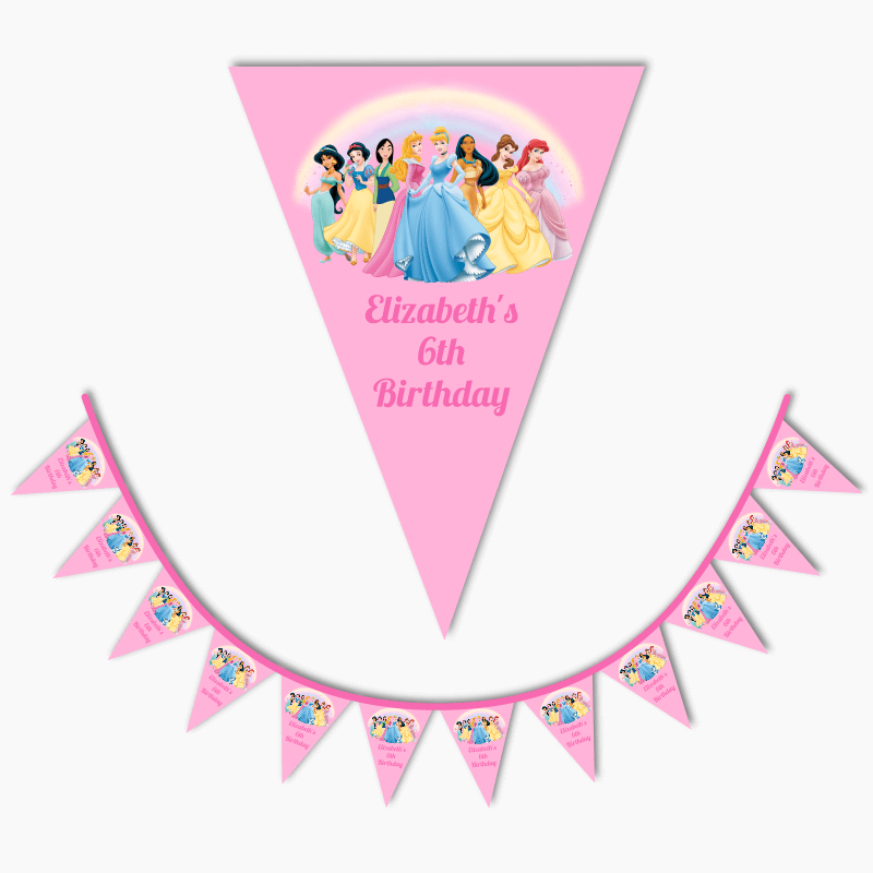 Personalised Disney Princess Birthday Party Flag Bunting