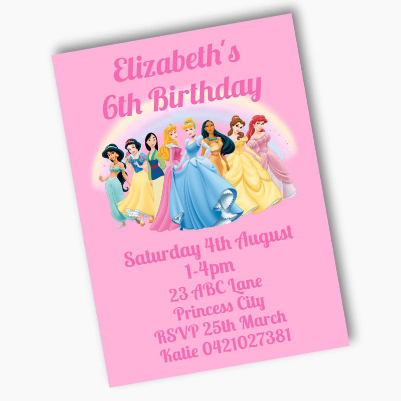 Personalised Disney Princess Birthday Party Invites