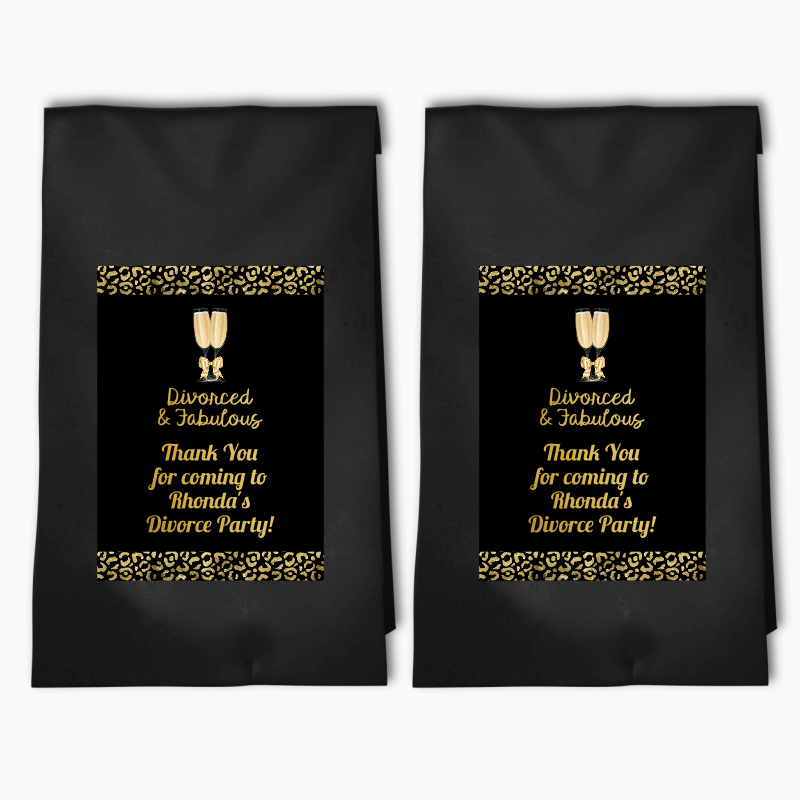 Personalised Divorced and Fabulous Party Bags & Labels