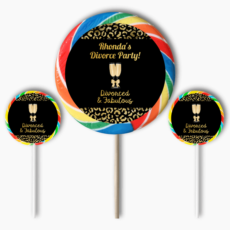 Personalised Divorced and Fabulous Party Round Lollipop Stickers