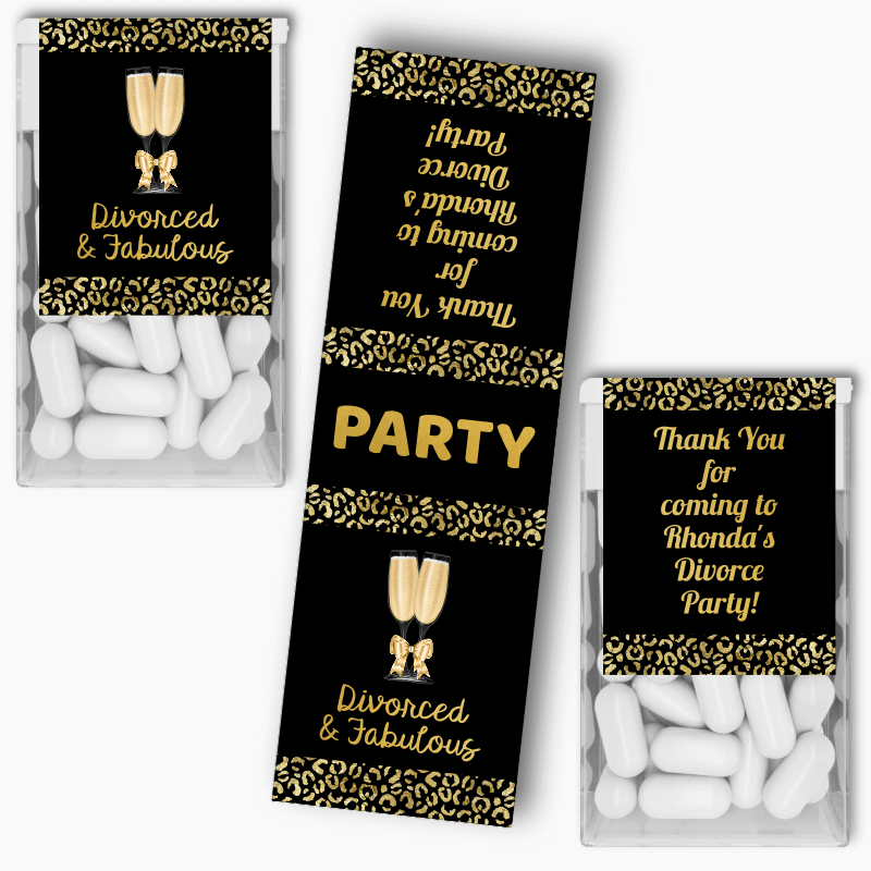 Personalised Divorced and Fabulous Party Tic Tac Labels