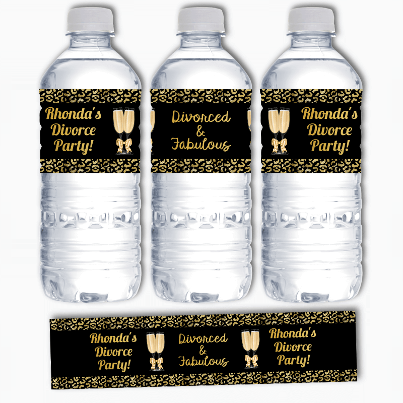 Personalised Divorced and Fabulous Party Water Labels