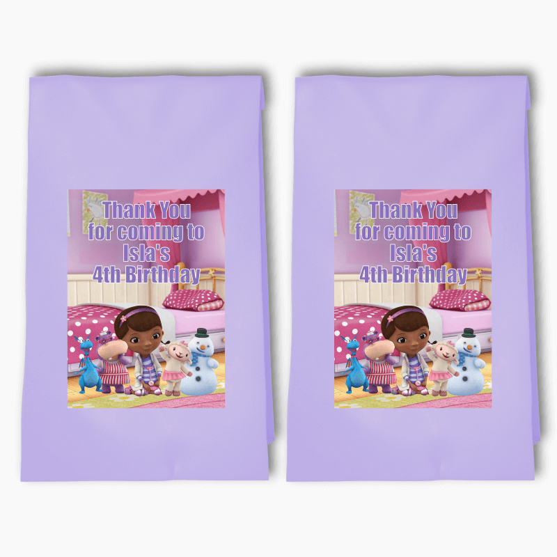 Personalised Doc McStuffins Birthday Party Bags &amp; Labels