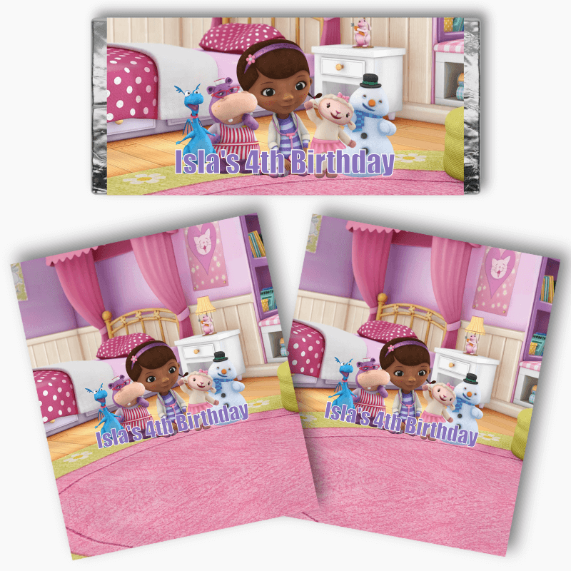 Personalised Doc McStuffins Party Mini Chocolate Labels