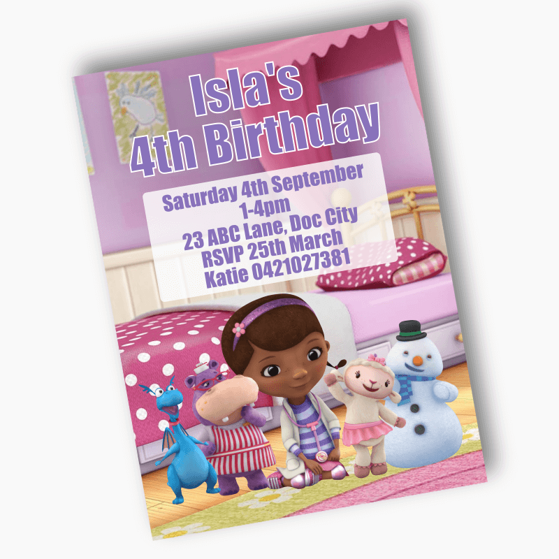 Personalised Doc McStuffins Birthday Party Invites