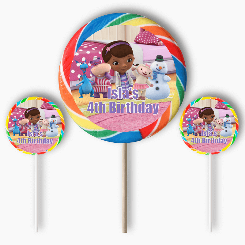 Personalised Doc McStuffins Birthday Party Round Stickers