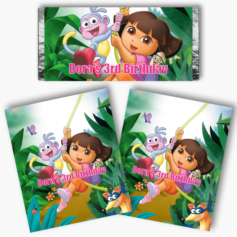 Personalised Dora the Explorer Party Mini Chocolate Labels