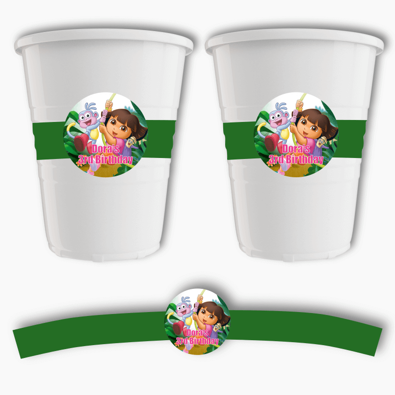 Personalised Dora the Explorer Party Cup Stickers