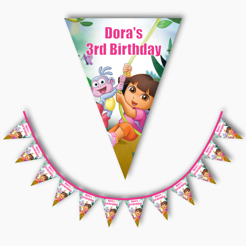 Personalised Dora the Explorer Party Flag Bunting