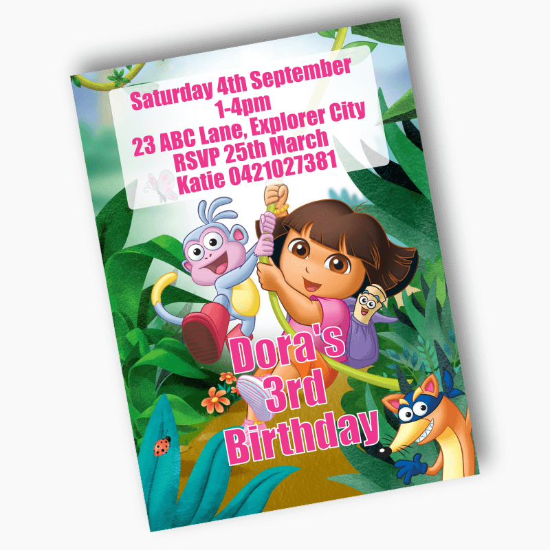 Personalised Dora the Explorer Party Invites