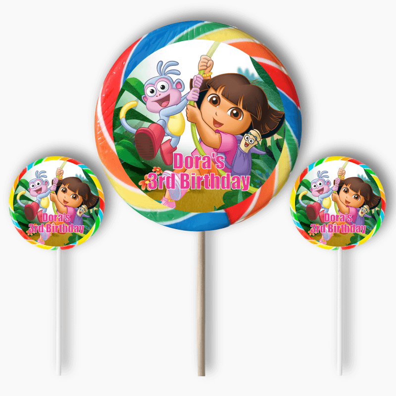 Personalised Dora the Explorer Party Round Stickers