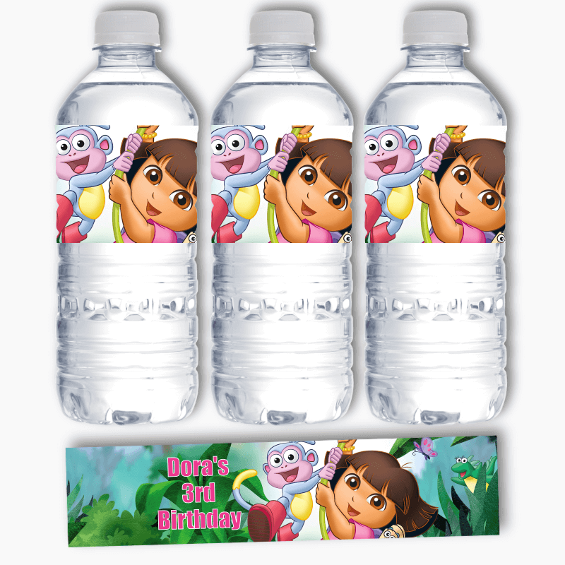 Personalised Dora the Explorer Party Water Bottle Labels
