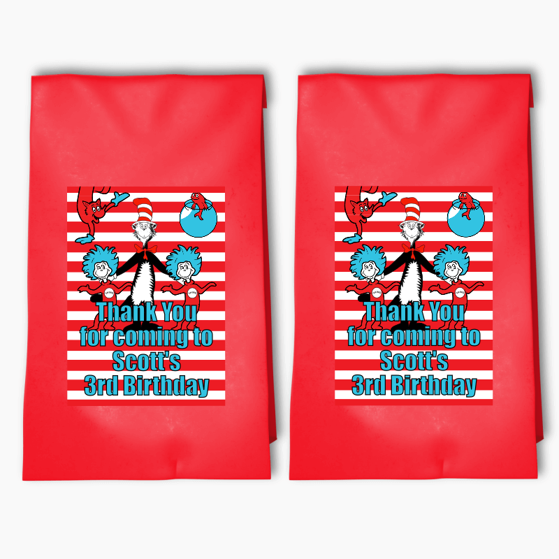 Personalised Dr Seuss Party Bags &amp; Labels