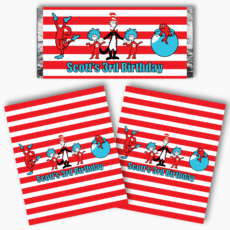 Personalised Dr Seuss Party Mini Chocolate Labels