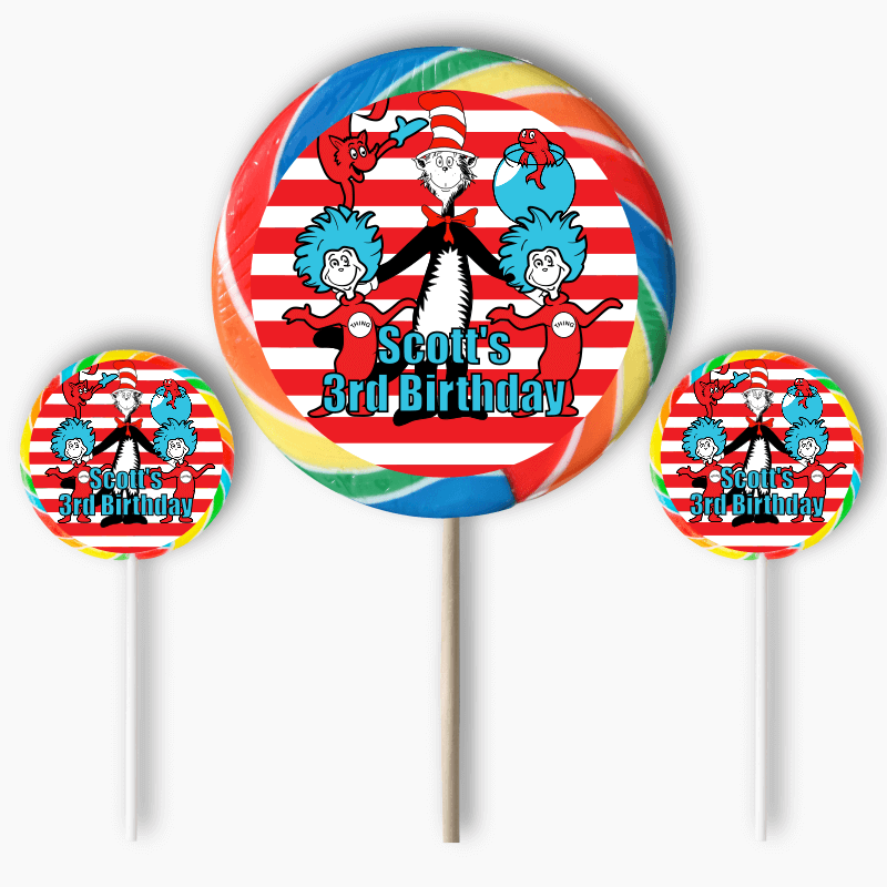 Personalised Dr Seuss Party Round Stickers