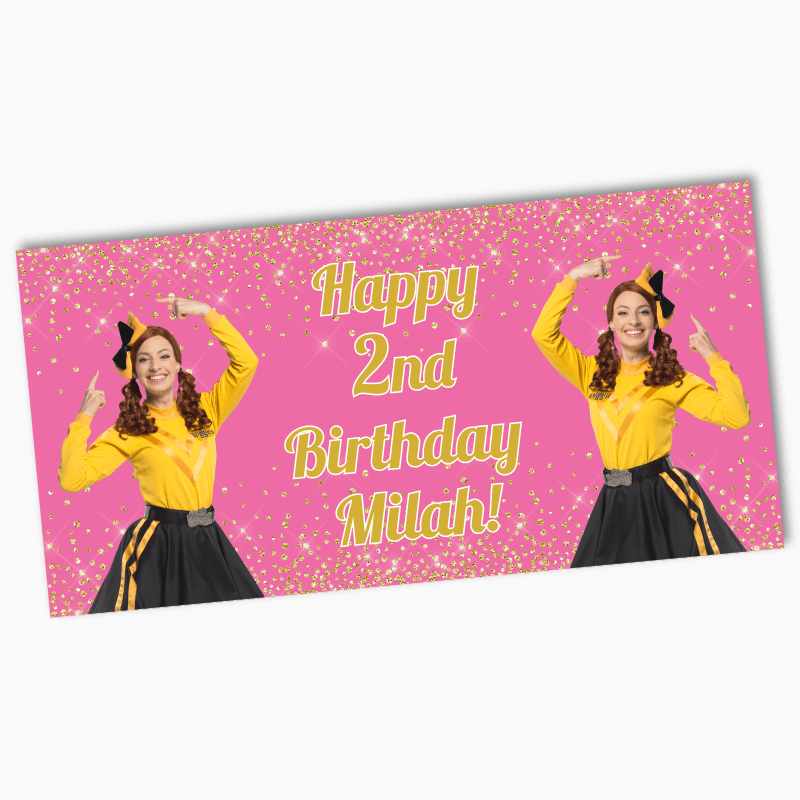 Emma Wiggle Birthday Party Banner - Pink Glitter
