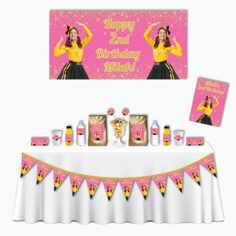 Personalised Pink Glitter Emma Wiggle Deluxe Party Pack