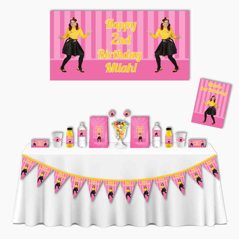 Personalised Pink Stripe Emma Wiggle Deluxe Birthday Party Pack