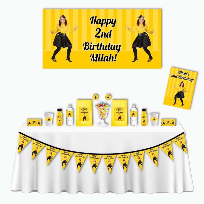 Personalised Yellow Stripe Emma Wiggle Deluxe Party Pack