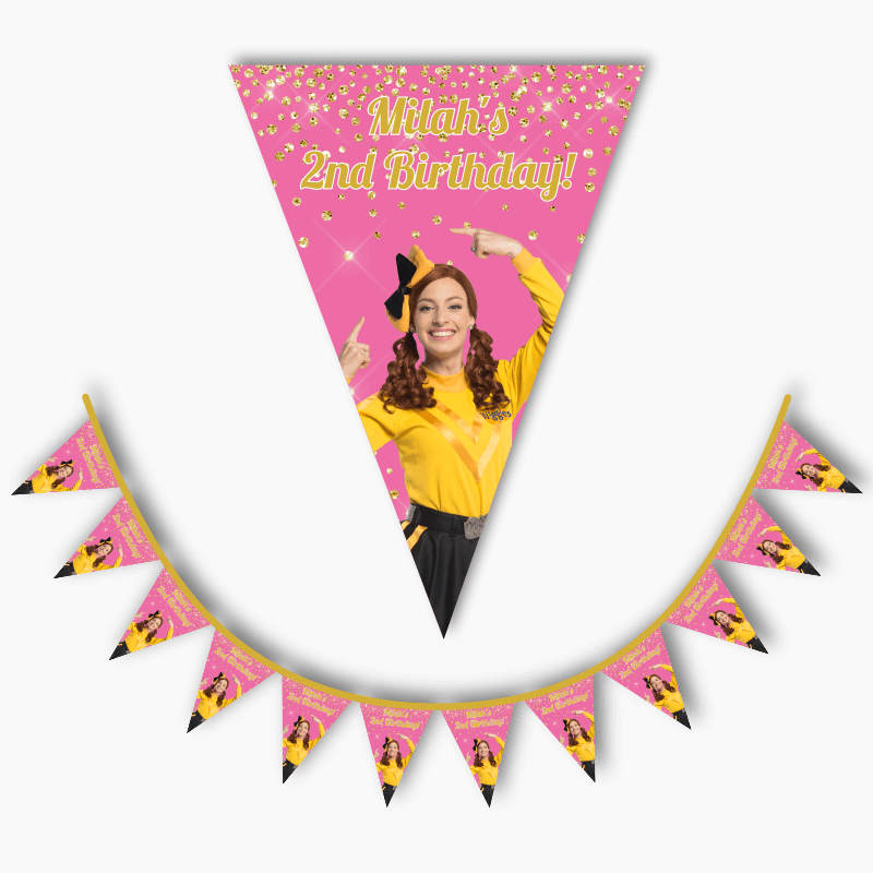 Emma Wiggle Birthday Party Flag Bunting - Pink Glitter