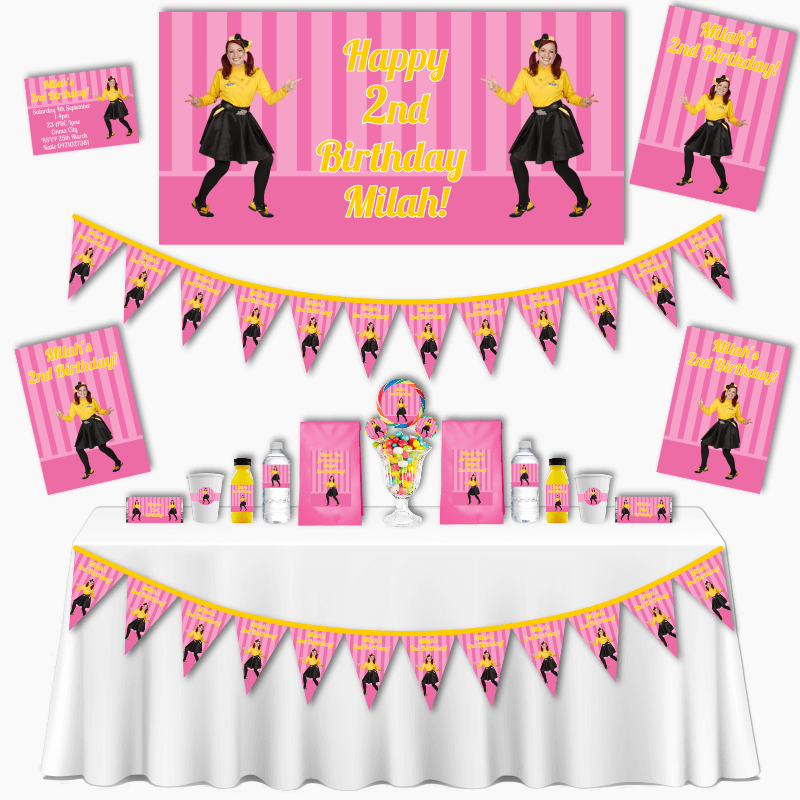 Personalised Pink Stripe Emma Wiggle Grand Birthday Party Pack