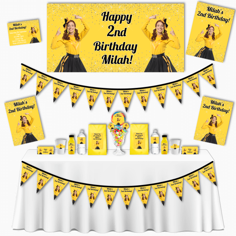 Personalised Yellow Glitter Emma Wiggle Grand Party Pack