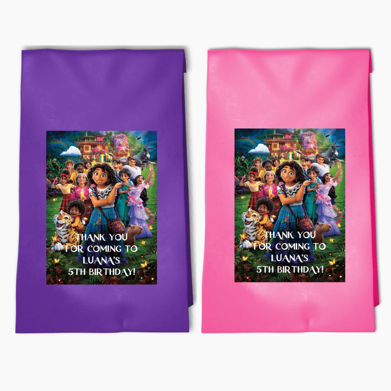 Personalised Encanto Birthday Party Bags &amp; Labels