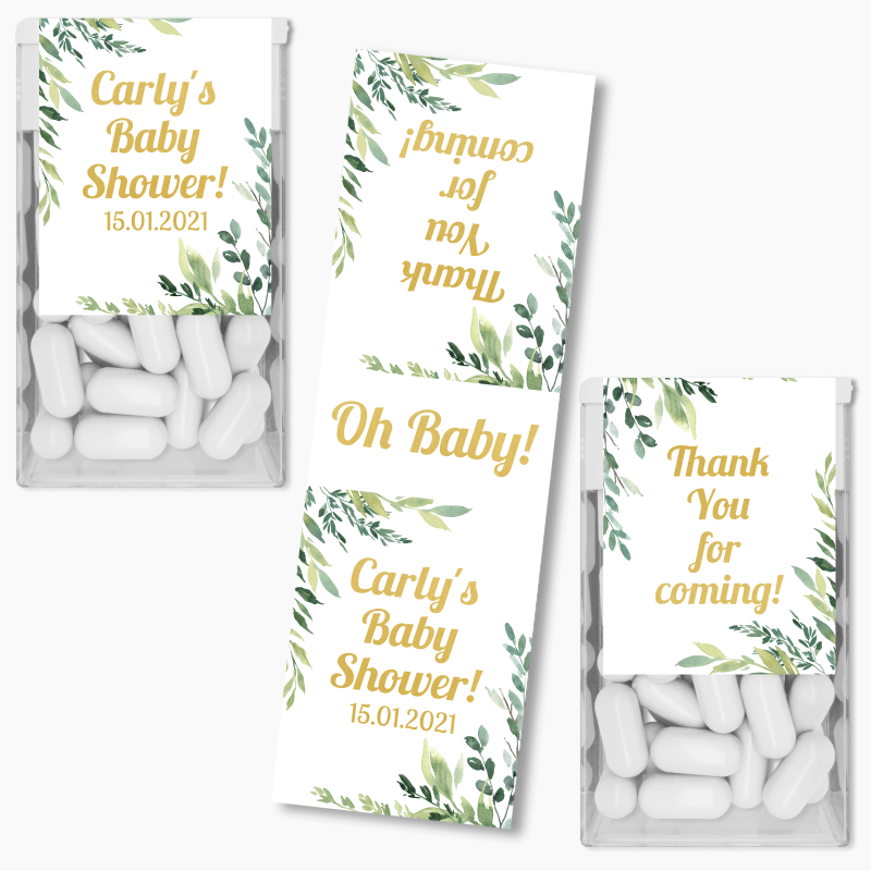 Personalised Eucalyptus Leaves Baby Shower Tic Tac Labels