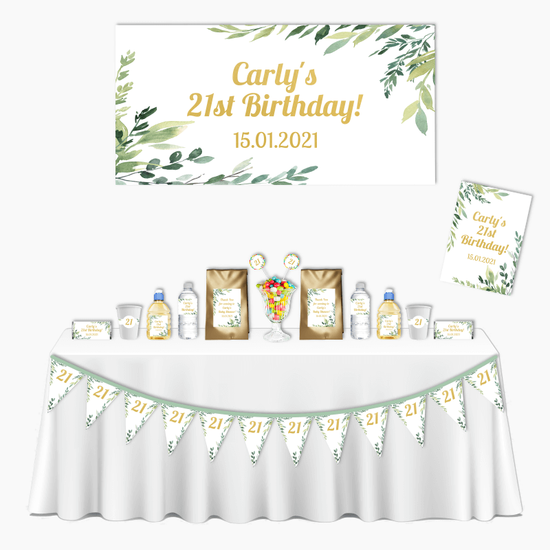 Personalised Eucalyptus Leaves Deluxe Birthday Party Pack