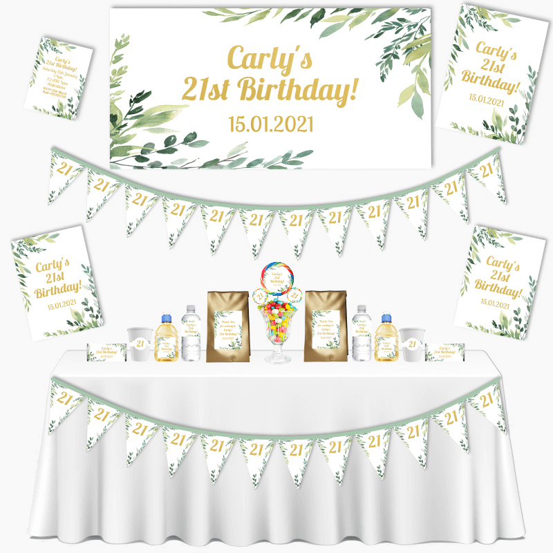 Personalised Eucalyptus Leaves Grand Birthday Party Pack