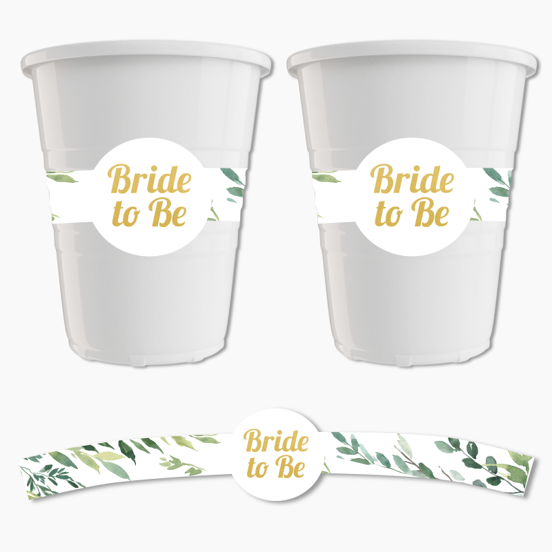 Eucalyptus Leaves Bridal Shower Cup Stickers