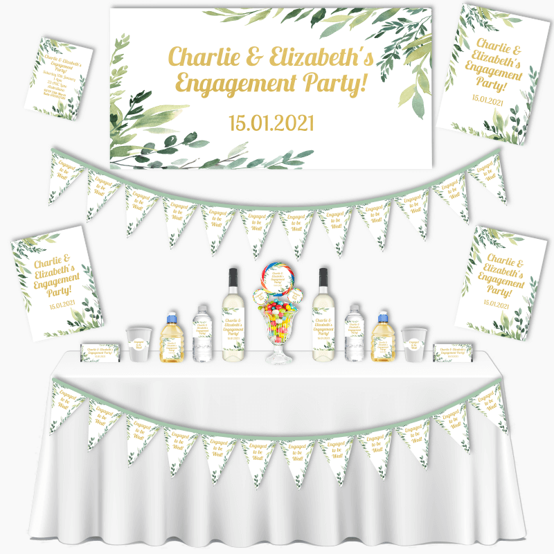 Personalised Eucalyptus Leaves Grand Engagement Party Decorations Pack