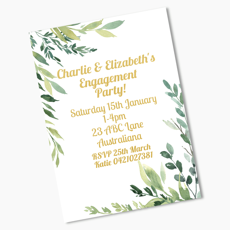 Personalised Eucalyptus Leaves Engagement Party Invites