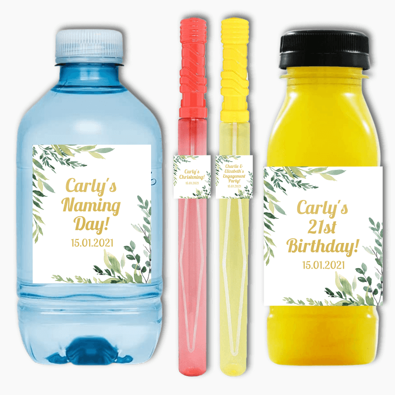 Personalised Eucalyptus Leaves Party Rectangle Stickers