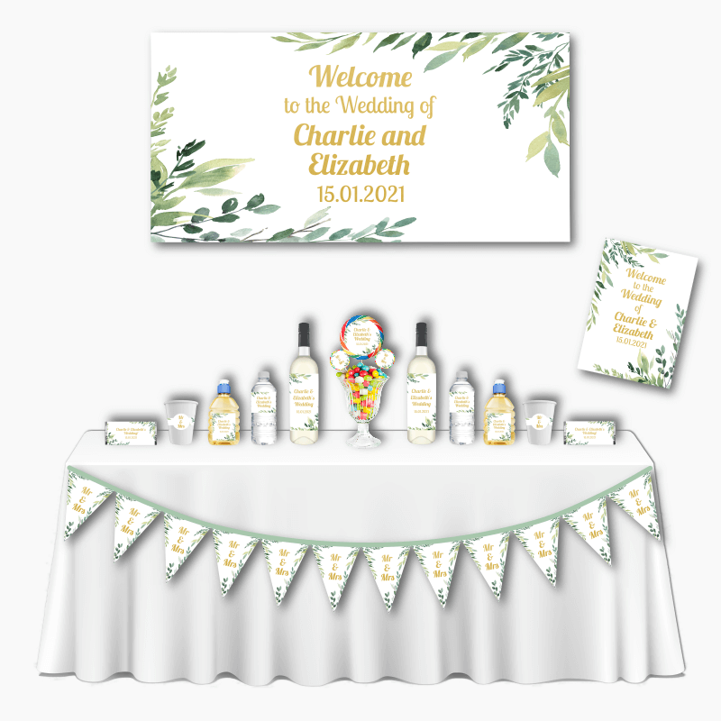 Personalised Eucalyptus Leaves Deluxe Wedding Decorations Pack