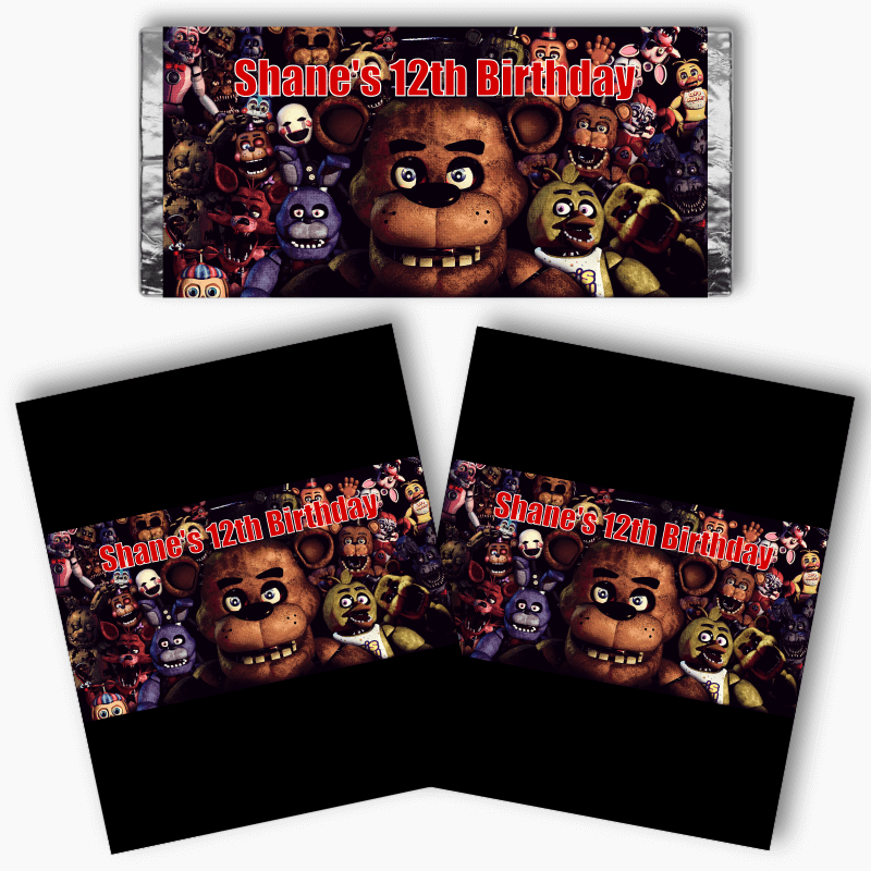 Personalised FNAF Five Nights at Freddy&#39;s Party Mini Chocolate Labels