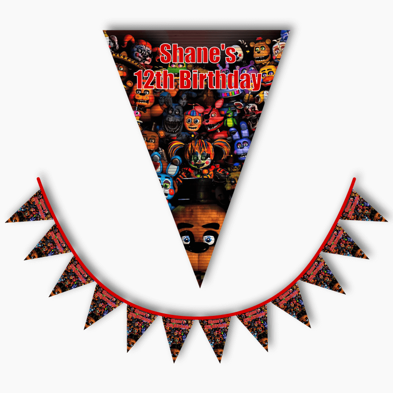Personalised FNAF Five Nights at Freddy&#39;s Party Flag Bunting